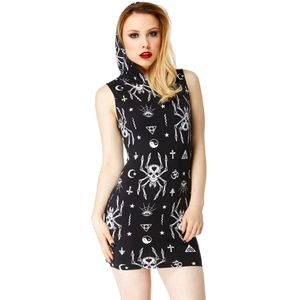 Gothic Spider Skull Halloween Mini Dress